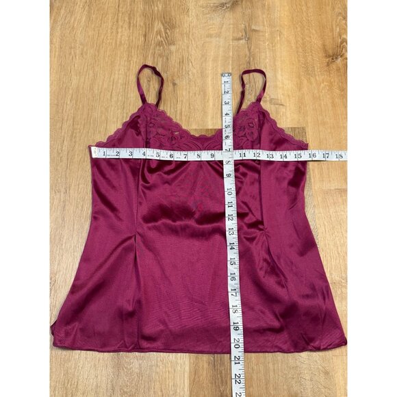 Vintage Vanity Fair Maroon Nylon Lace Trim Camisole Top Size 34 - Picture 4 of 5